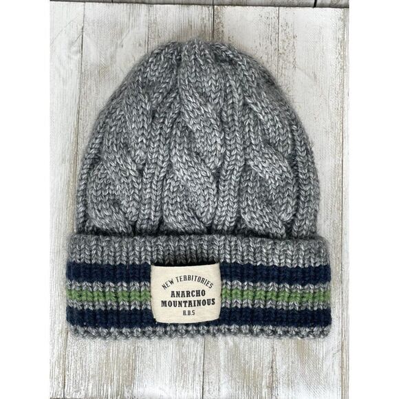 New Territories Anarcho Mountainous Fleece Lined Beanie Hat - Picture 1 of 4